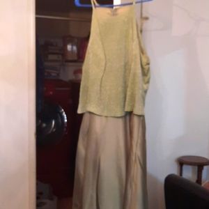 Formal light olive floor length dress